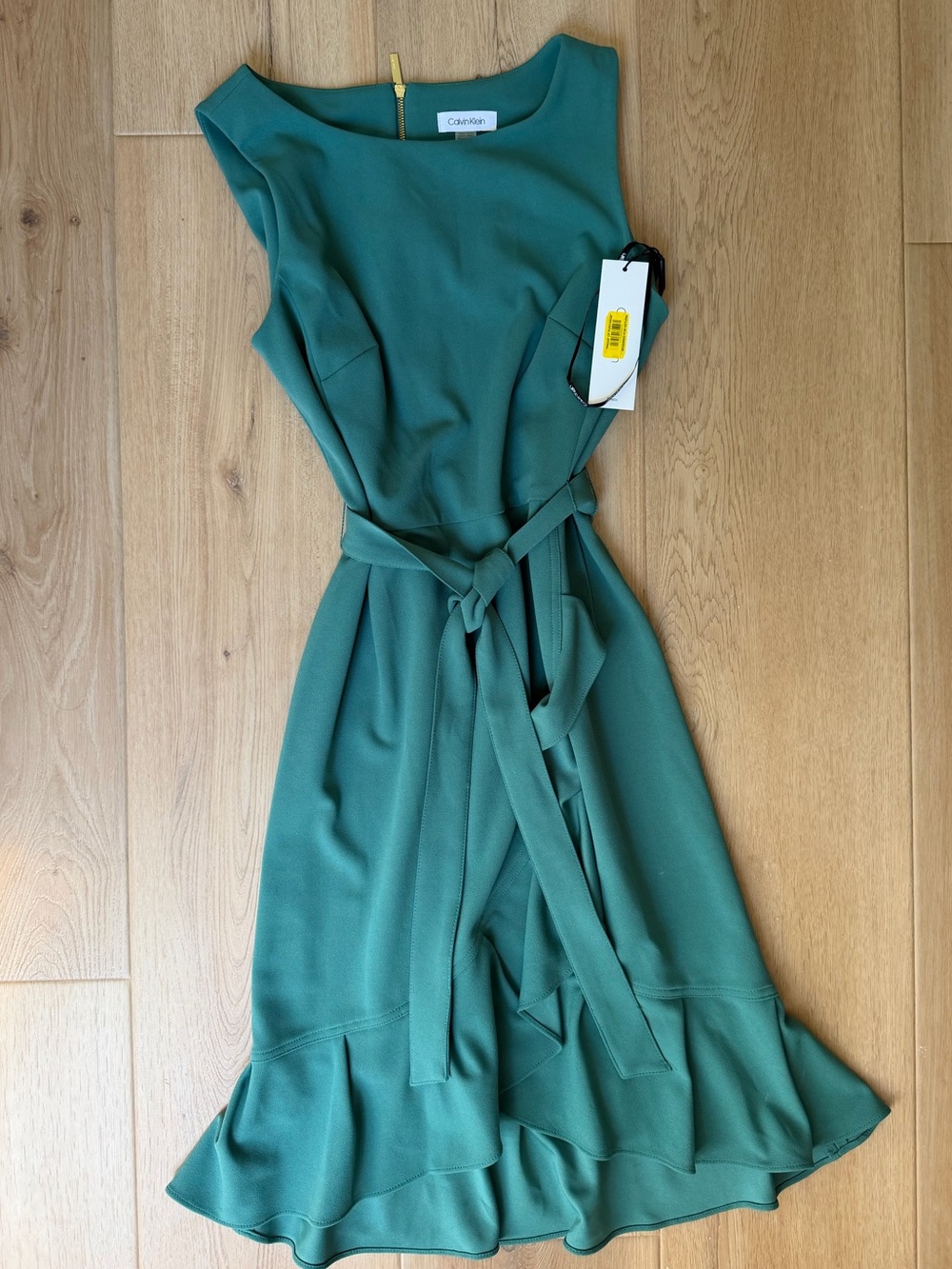 Calvin Klein Teal Sleeveless Tie-Waist Midi Dress - Picture 1 of 5